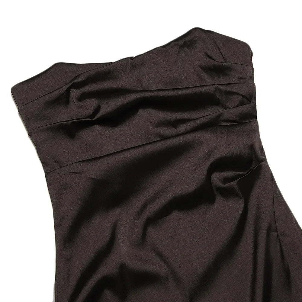 שמלת סטרפלס מיני סאטן  - לאבי