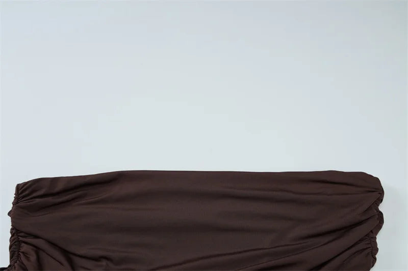 שמלת מקסי כיווצים בעיצוב כתפייה אחת כתפיים חשופות - דולצ'ה