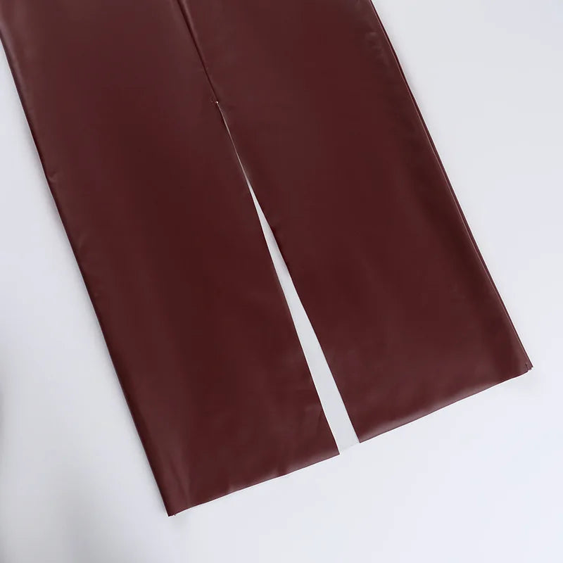 שמלת מקסי דמוי עור צמודה - פיקסי