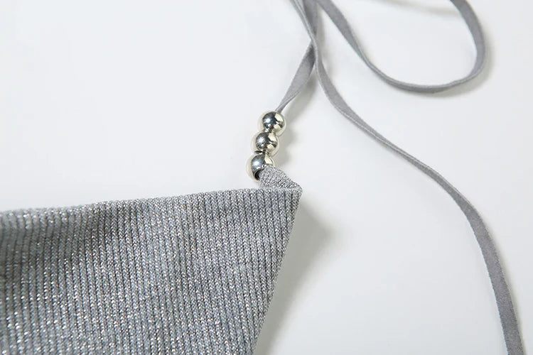 שמלת מקסי נצנצים סרוגה צווארון נופל גב פתוח - Gracie