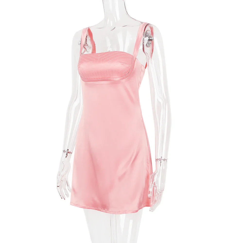 שמלת מיני סאטן גב פתוח - בייב