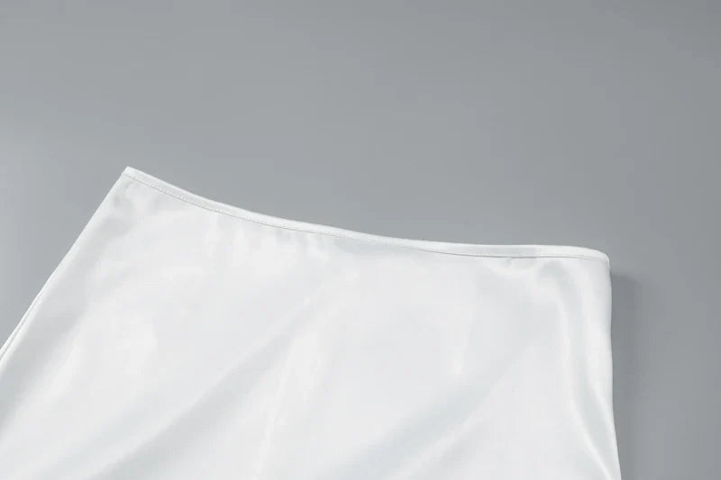 סט סאטן שני חלקים טופ סטרפלס וחצאית מקסי - סיאנה