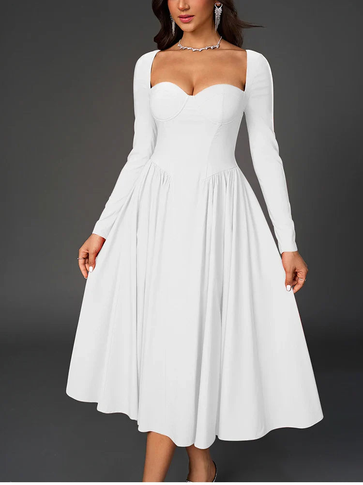 שמלת מידי בגזרת A בעיצוב כפרי - Giuliana