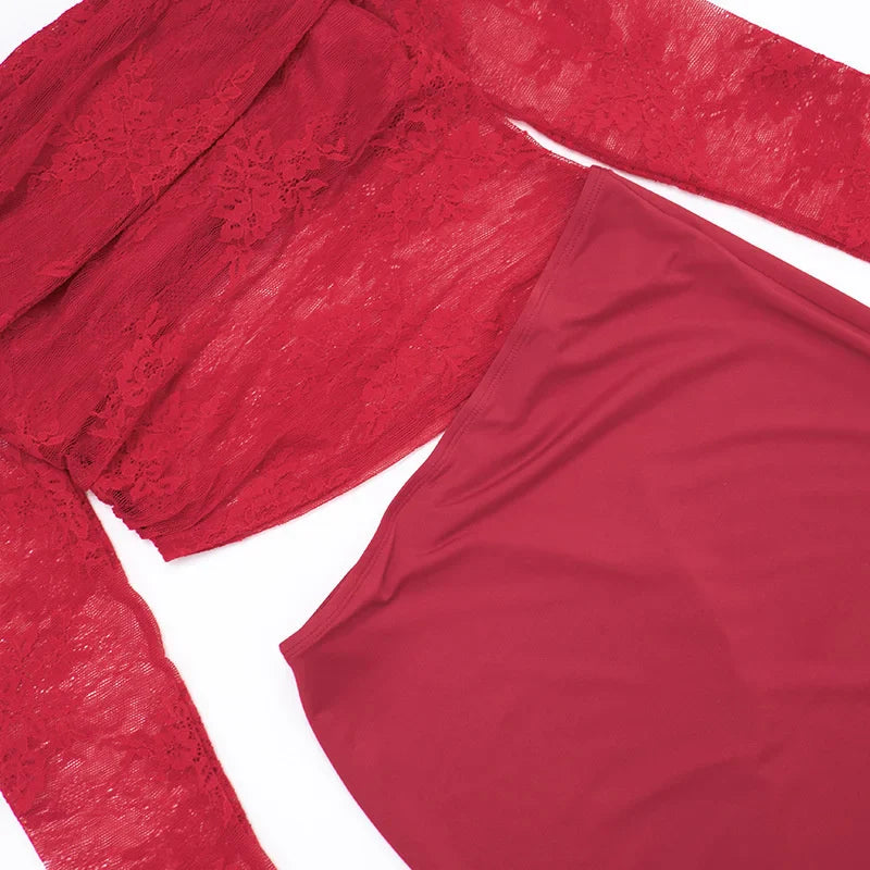 Off-the-shoulder maxi dress with lace and slit - LOLA