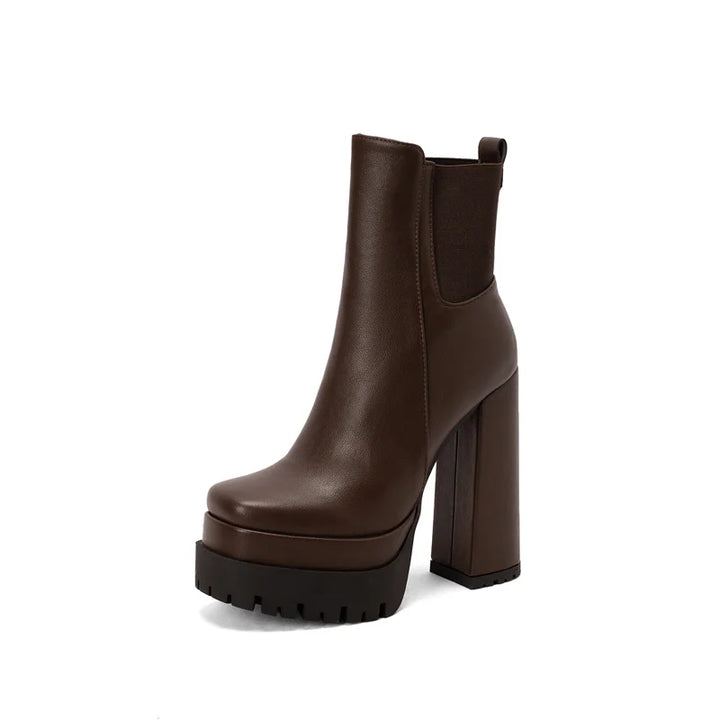 Faux leather platform heel boots - Cher