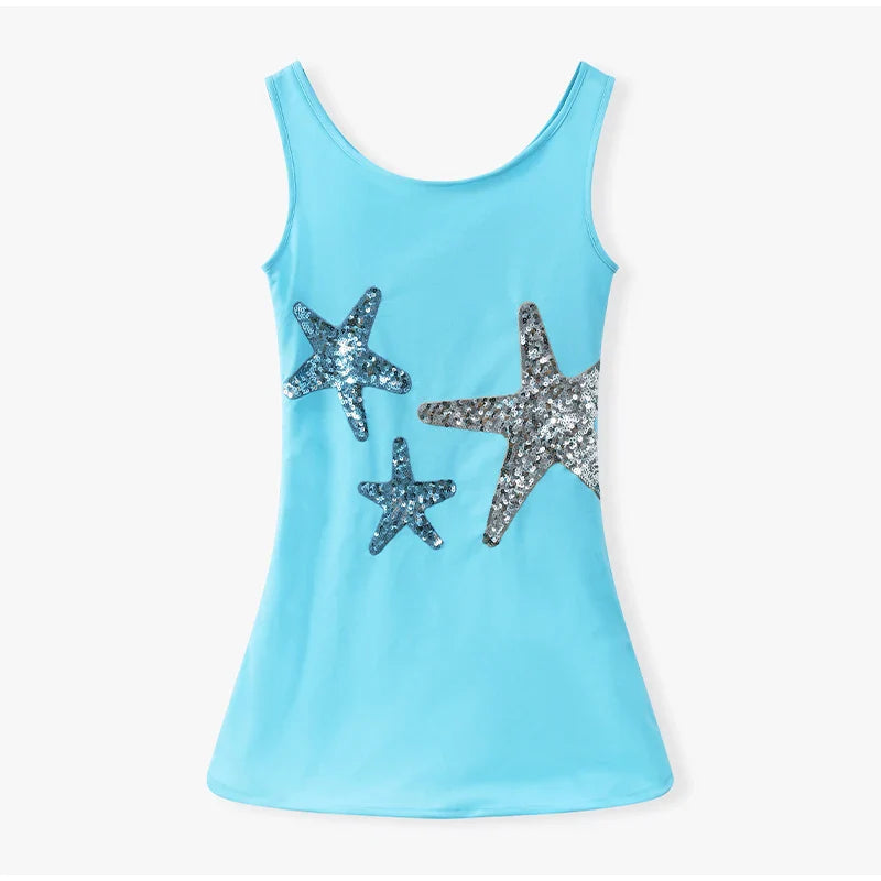 שמלת מיני בעיטור כוכבי ים פייטים - Daisy