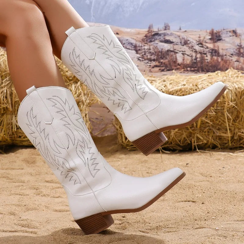 Faux leather cowboy boots with embroidered illustrations - Tennessee
