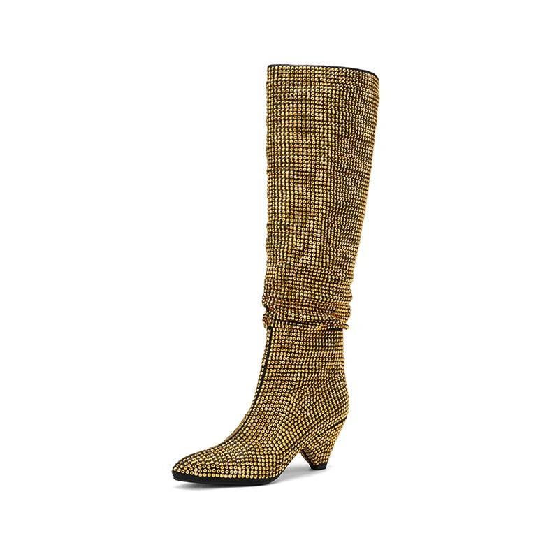 Heeled boots with glittering rhinestones - Daisy