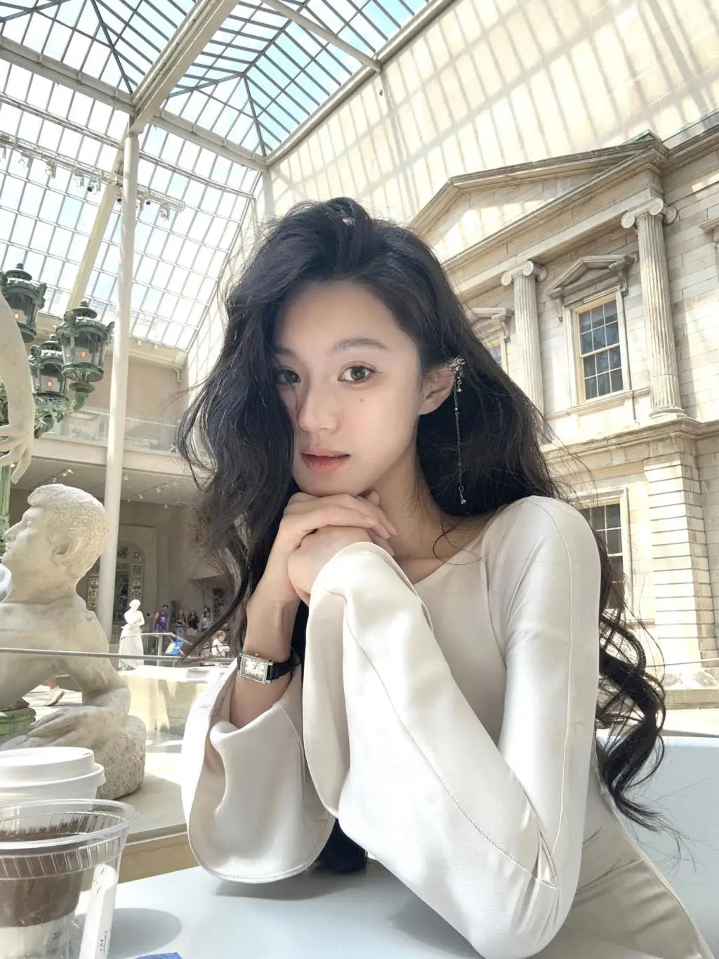 שמלת ערב מקסי סאטן אלגנטית שרוולי פעמון - סהר