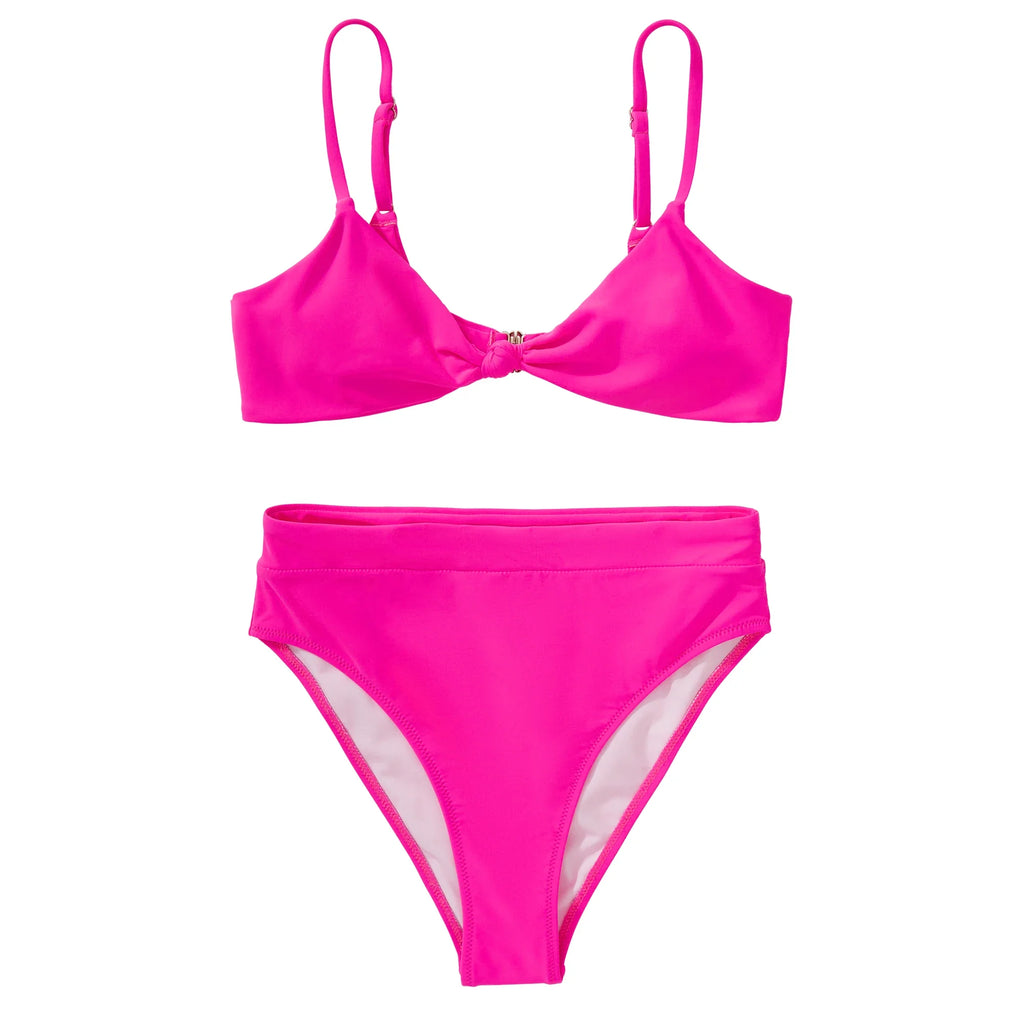 ביקיני תחתון גזרה גבוהה מחטב חזייה בקישוט קשר למראה מוצמד ומורם - שריל