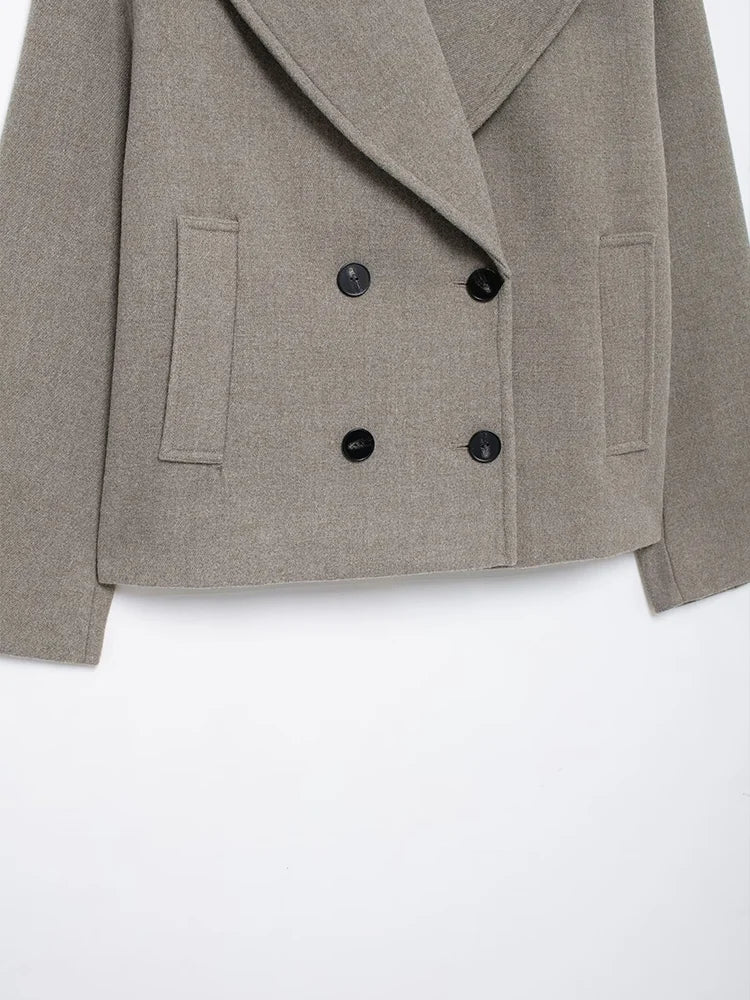 מעיל צמר קצר סגירת כפתורים - וולה