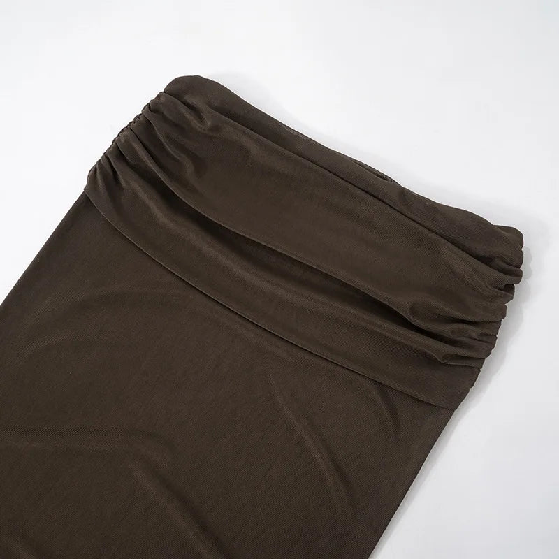 סט שני חלקים מחוך סטרפלס בעיצוב בגד גוף וחצאית מקסי - לאבי