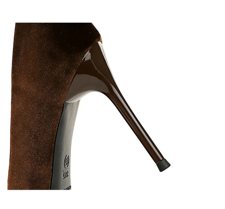 נעלי עקב שפיץ בד קטיפה -לונאר