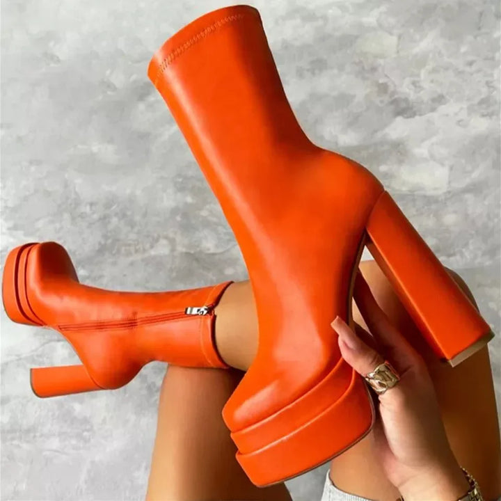 Faux leather platform heel boots - Kimi