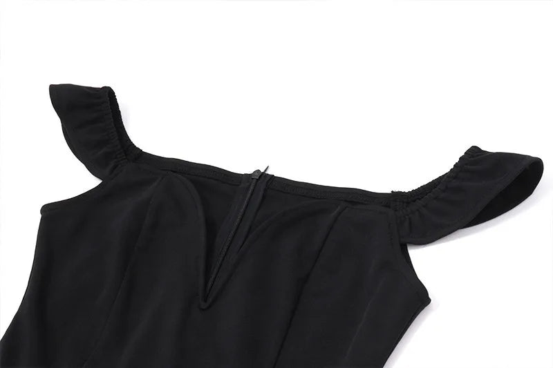 שמלת מיני בגזרת A כתפיים חשופות מחשוף V - AMOR