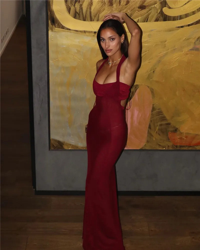 שמלת מקסי אלגנטית בעיצוב מיוחד קשירות בגב - איזבלה