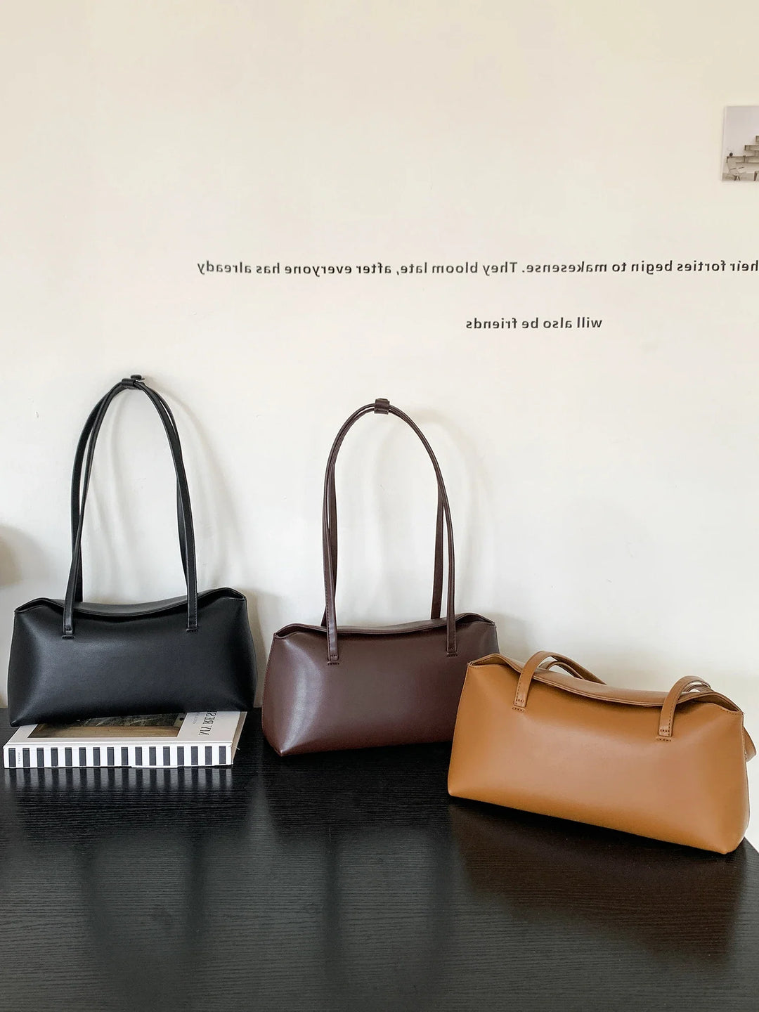 Faux leather bag with rectangular design