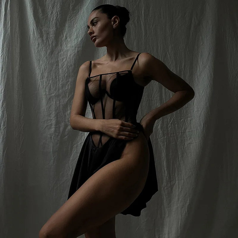 שמלת מיני חצי שקופה - שני