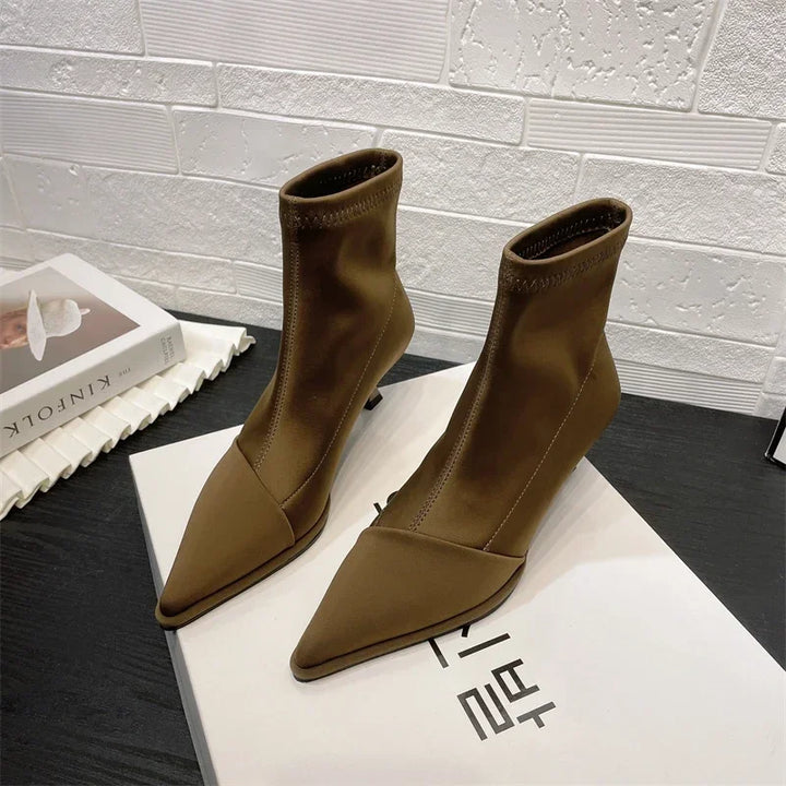 Silk satin pointed toe boots - Liran