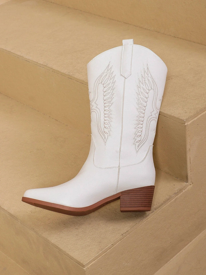 Faux leather cowboy boots with embroidered wings - Angels