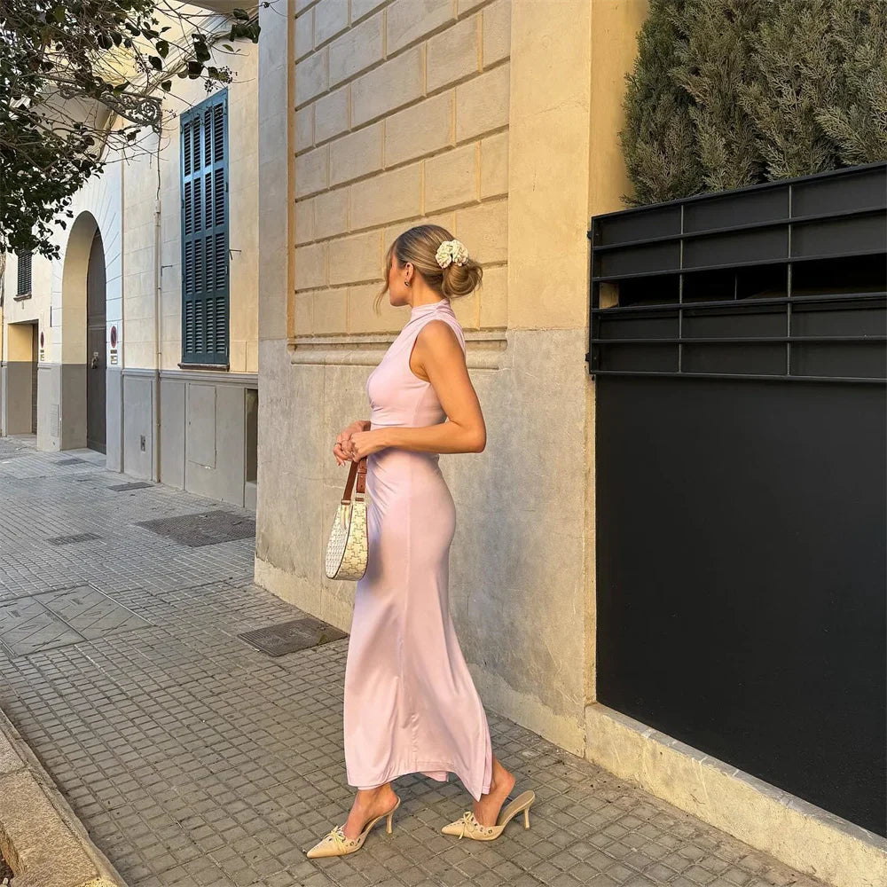 שמלת מקסי אלגנטית צמודה בעיצוב כיווצים - לוזיאנה