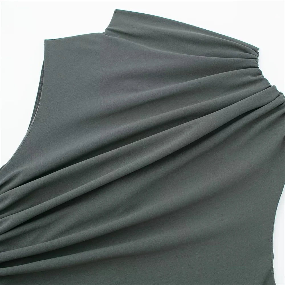 שמלת מקסי אלגנטית צמודה בעיצוב כיווצים - לוזיאנה