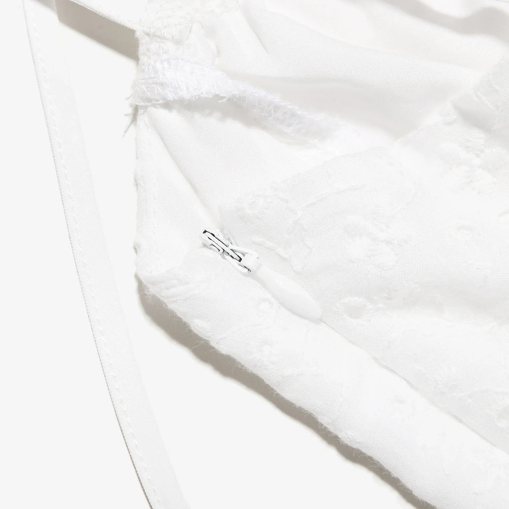 שמלת מיני בגזרת A בעיטור רקמה קשירה בכתפיות - GAYA