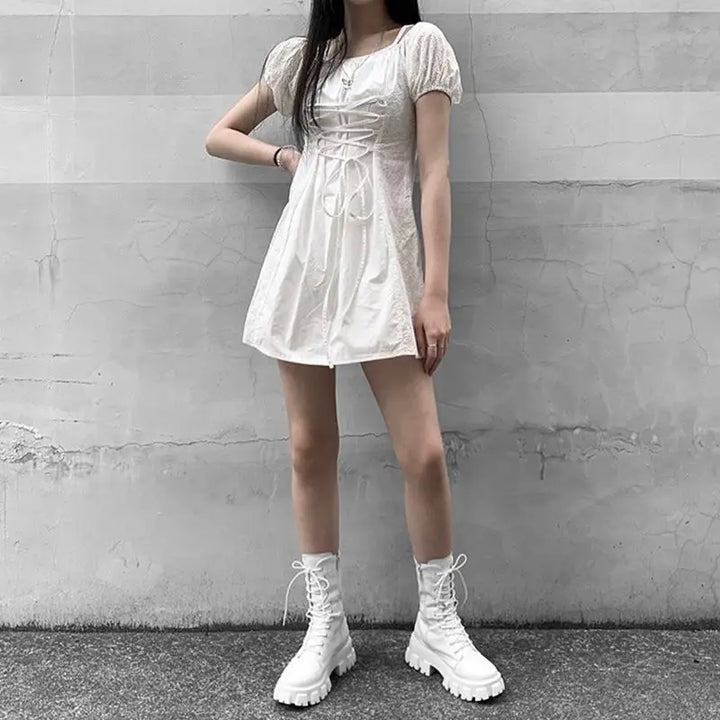 Faux leather rain boots with lace-up design - Martin