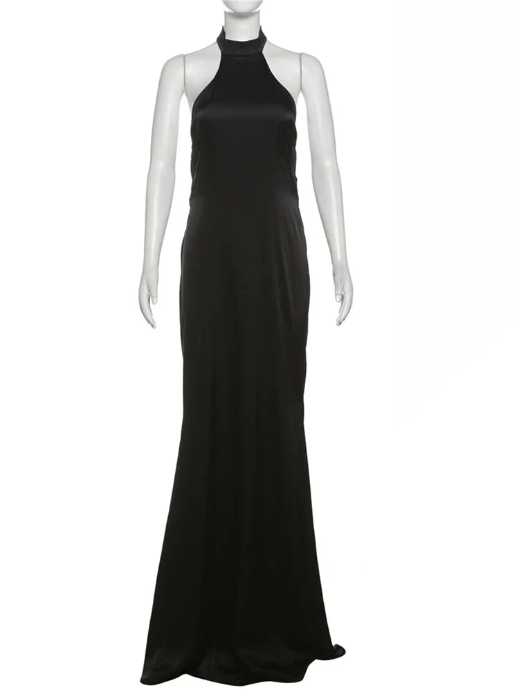 שמלת מקסי סאטן קולר גב פתוח - Aliya