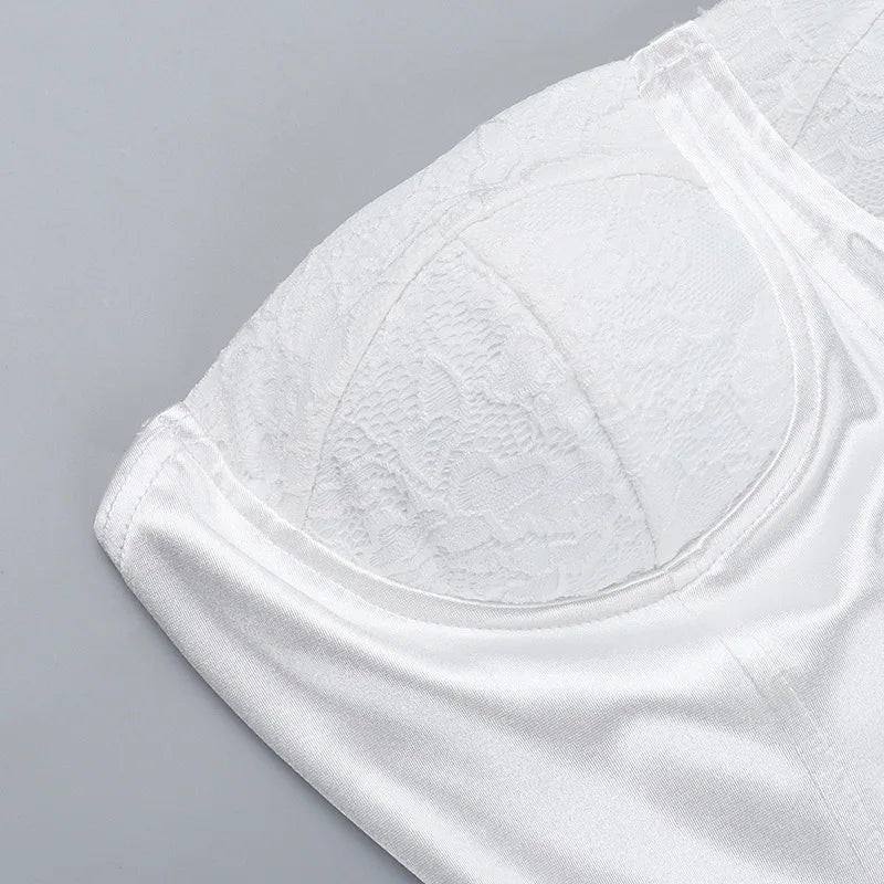 שמלת מיני סטרפלס בעיטור תחרה - מריאן