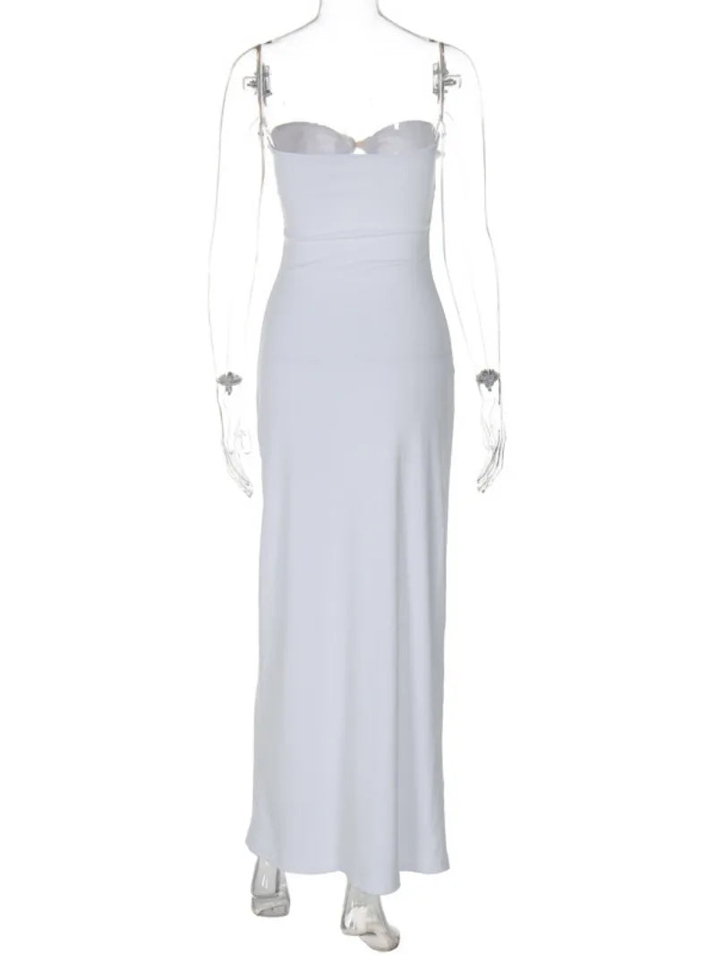 שמלת סטרפלס מקסי בעיטור צדפות זהב - מאר