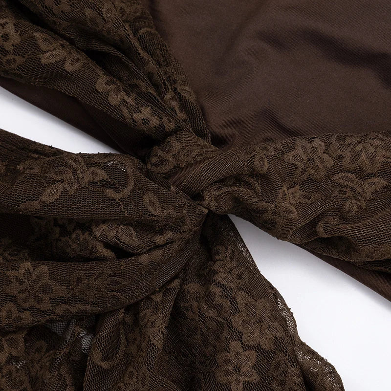 Off-the-shoulder maxi dress with lace design - LINI