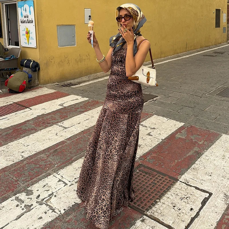 שמלת מקסי סטרפלס מנומרת - פרידה