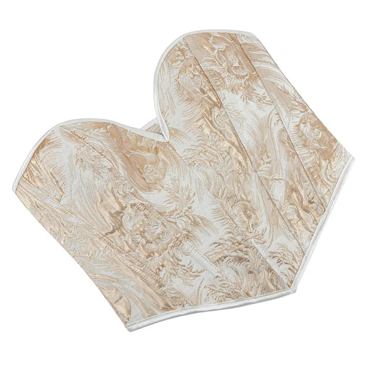 טופ מחוך סטרפלס סטייל וינטג' מחשוף לב בעיטור רקמת פרחים סאטן - לייני