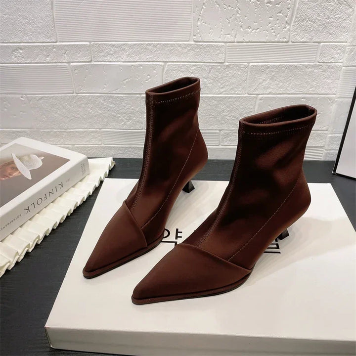 Silk satin pointed toe boots - Liran