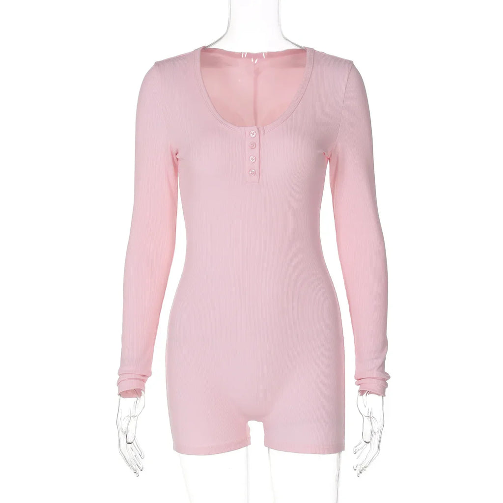 אוברול חלק אחד סרוג בעיטור כפתורים - Lauren