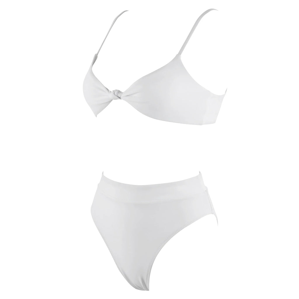 ביקיני תחתון גזרה גבוהה מחטב חזייה בקישוט קשר למראה מוצמד ומורם - שריל