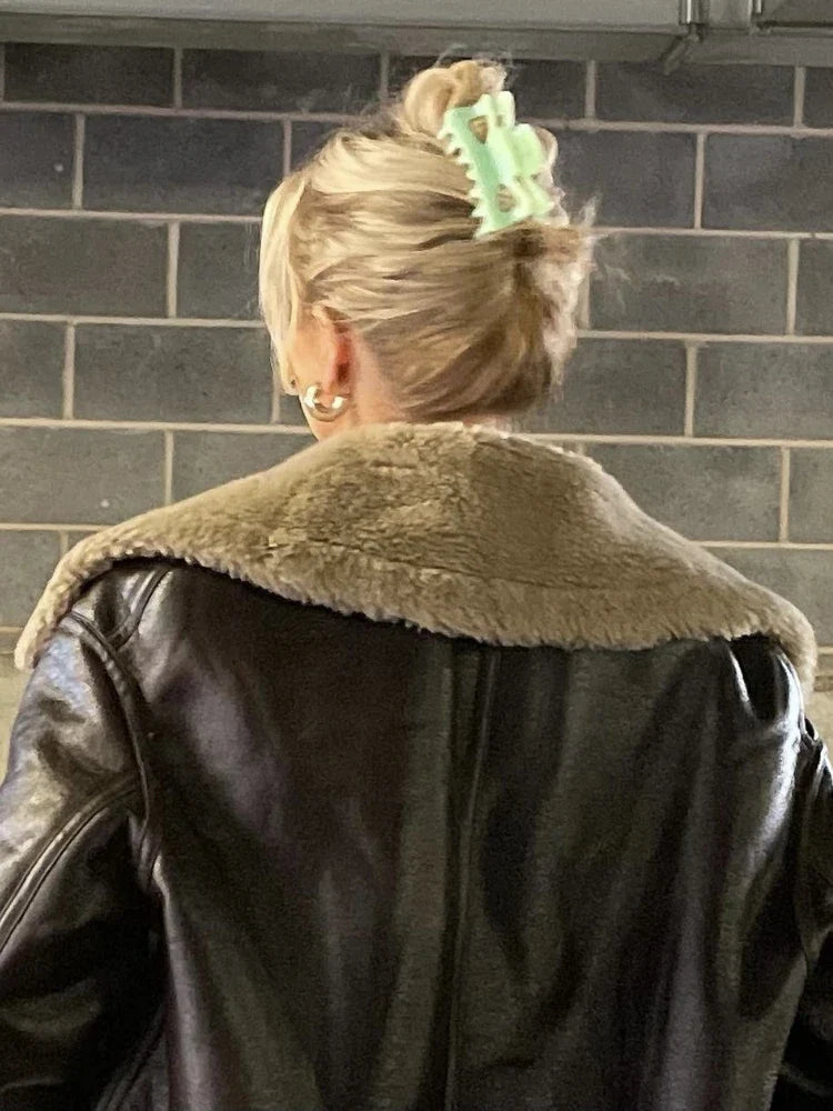 מעיל עור פרווה פנימית - קנדי