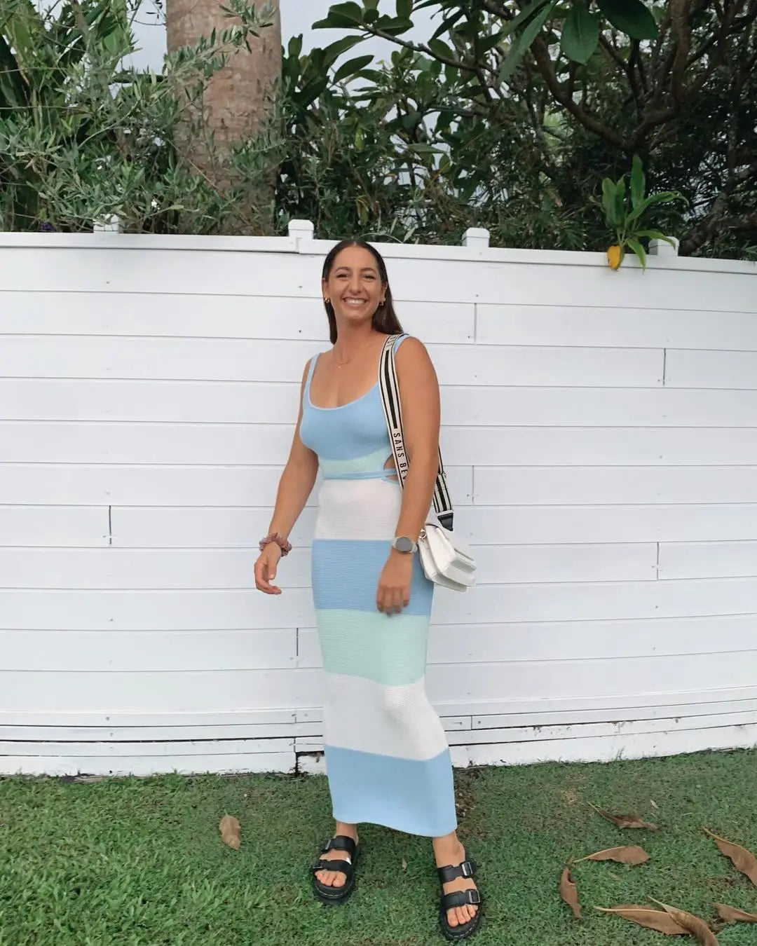 שמלת מקסי סרוגה פסים - טלי