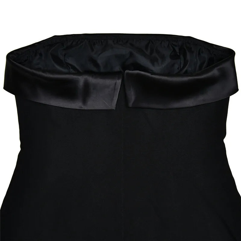 שמלת מיני סטרפלס בעיטור כפתורים ודמוי כיסים - בוני