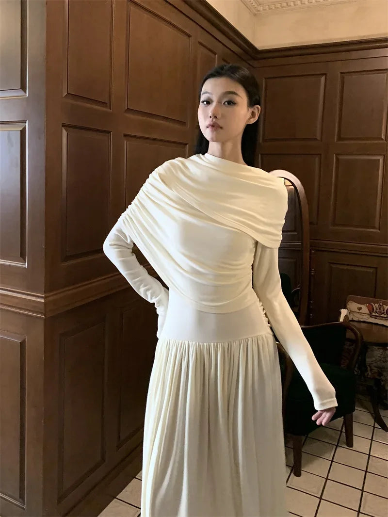 שמלת מקסי ערב בעיצוב קיפולים - שרה