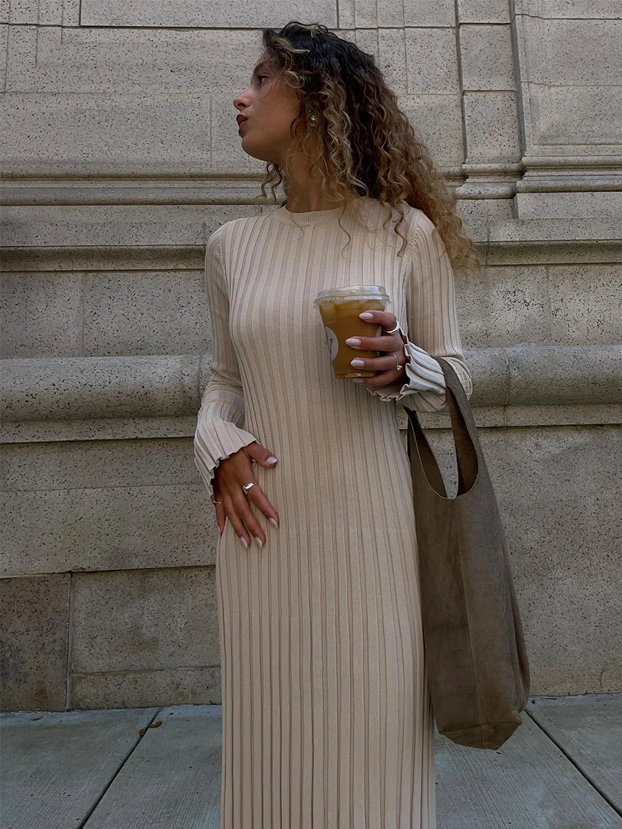 שמלת מקסי בד חורפי - לאמרה