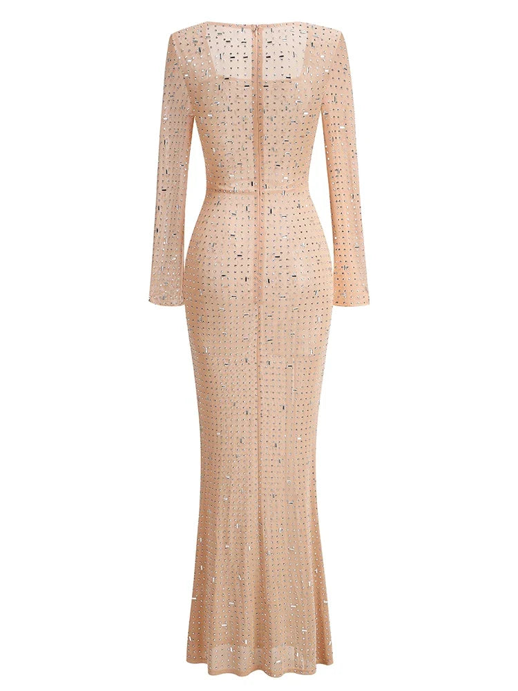 שמלת ערב מקסי בעיטור יהלומי קריסטל - KIMBERLY