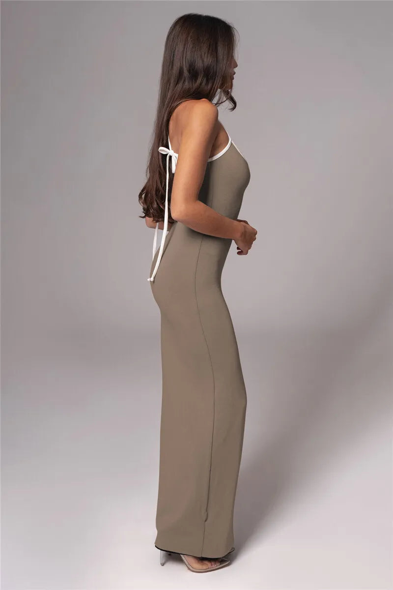 שמלת מקסי סרוגה קשירה בכתפיות - מירנדה