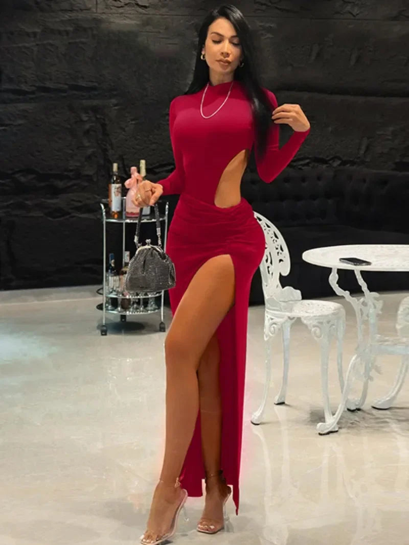 שמלת מקסי בעיצוב פתח במותן ושסע עמוק - Izabella