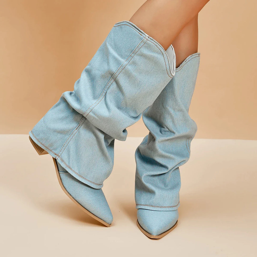 Denim heeled boots - Edison