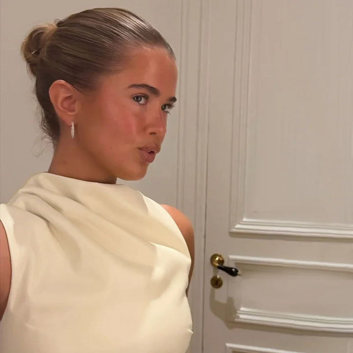 Faux leather mini dress with pleats - SIERA