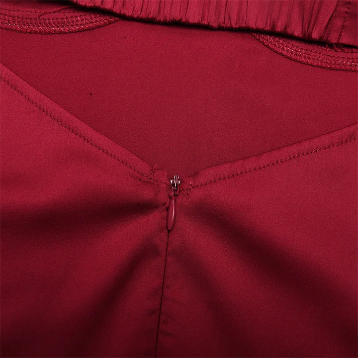 Satin mini dress with lace trim - Karin