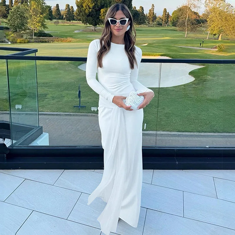 שמלת מקסי צנועה בעיצוב קשירה - מייפל