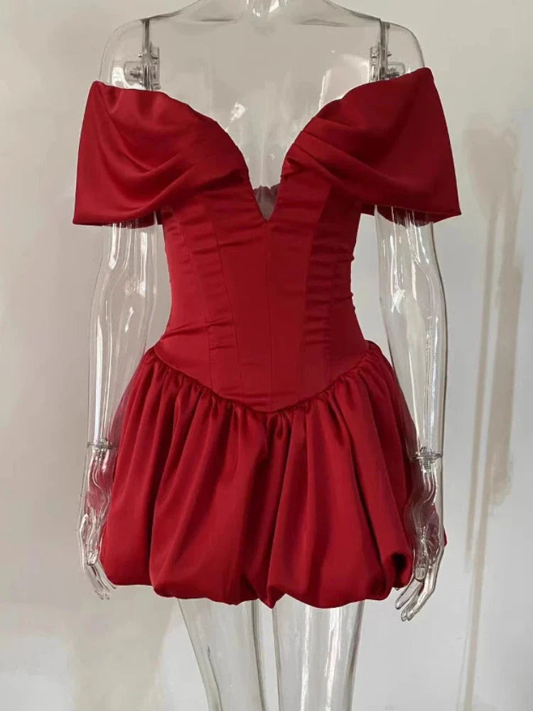 שמלת מיני בלון כתפיים חשופות - Greta